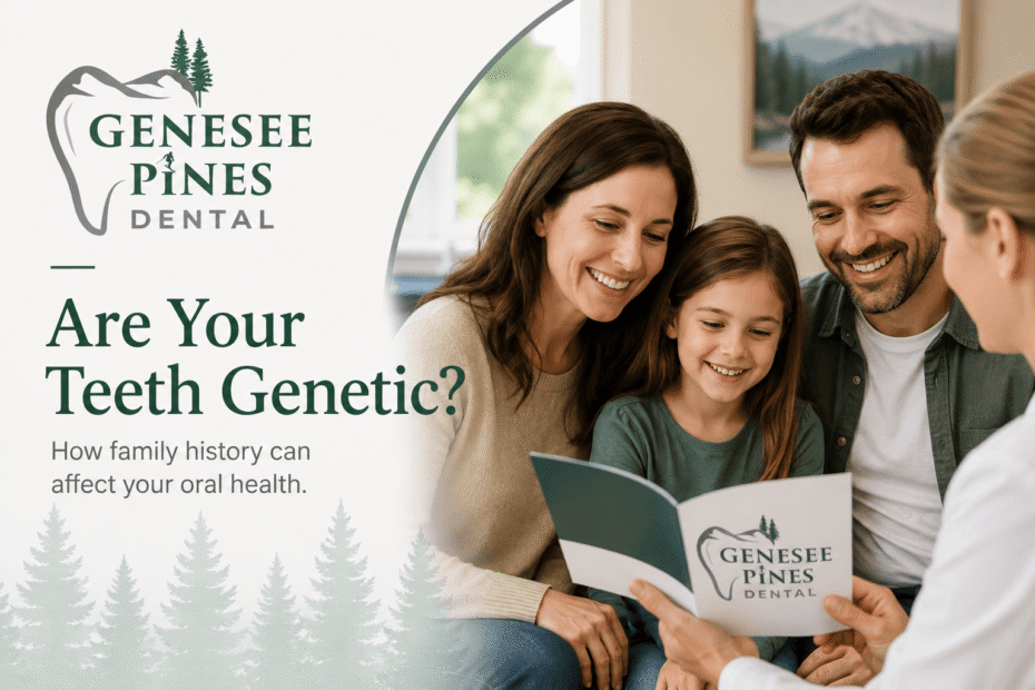 Family discussing oral health and genetics with a dental professional at Genesee Pines Dental